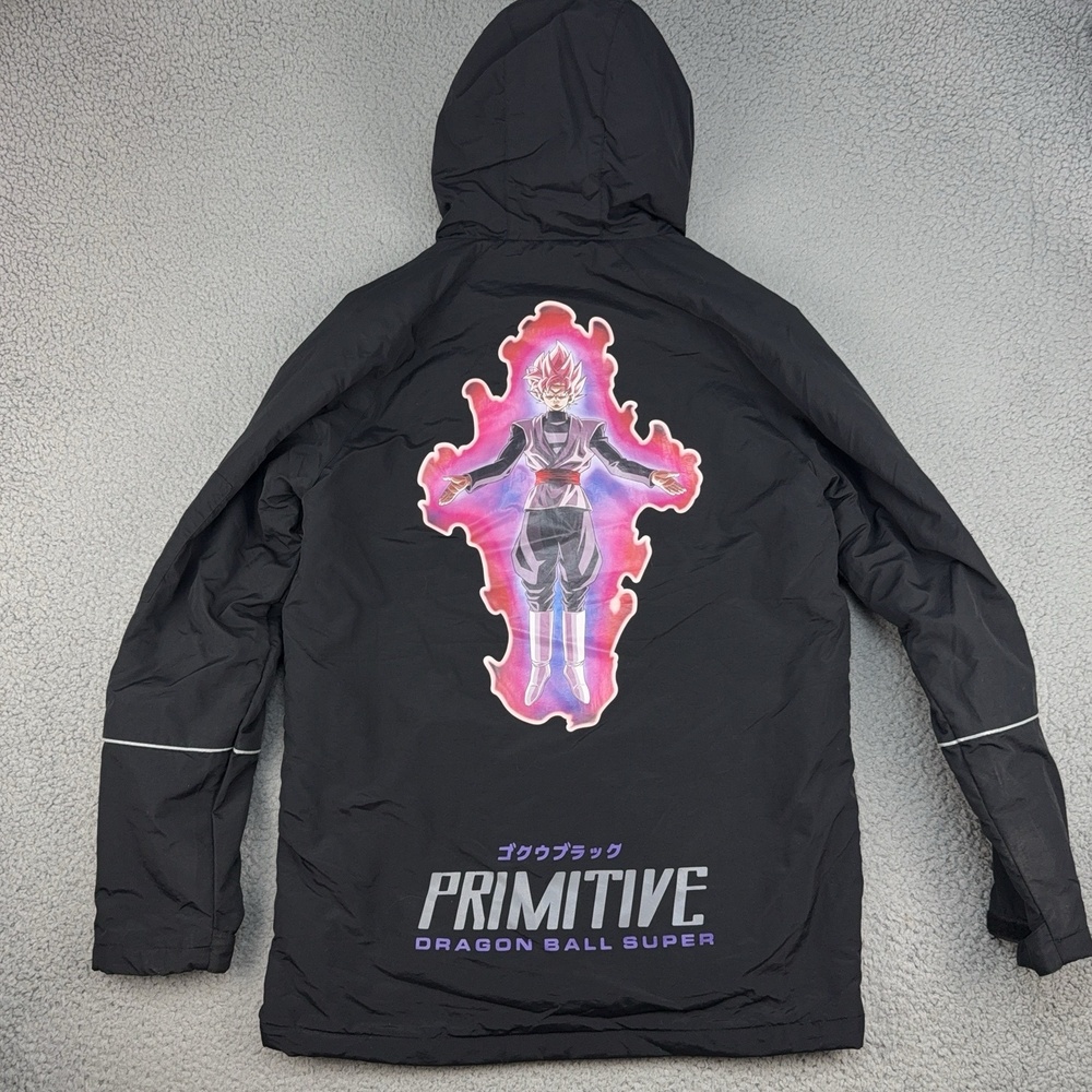 Primitive Dragon Ball Super Jacket Mens Medium Black Goku Black Hooded Parka